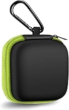 MOLOVA Square Earbud Case Portable EVA Carrying Case Storage Bag Tech Pouch Cell Phone Accessories Organizer with Carabiner for Earphone, Earbud, Earpieces, SD Memory Card, Camera Chips, Green