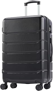 20 Inch Carry on Luggage, Lightweight Expandable Rolling Suit Case with TSA Lock, Hard Shell ABS Suitcase with Double Spinner Wheels, Black