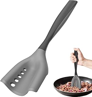 Mincing Spatula Meat Chopper, Hamburger Grinder, Premium Heat Resistant Smasher for Ground Beef, Potato Mix Tool, Meat & Poultry Tenderizers-Black