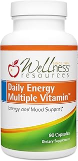 Wellness Resources Daily Energy Multiple Vitamin - 90 Capsules - Methylated Daily MTHFR Multivitamin Without Iron - Vitamin B12, Folate, & Bioavailable B Vitamins - Best Supplement for Energy & Mood