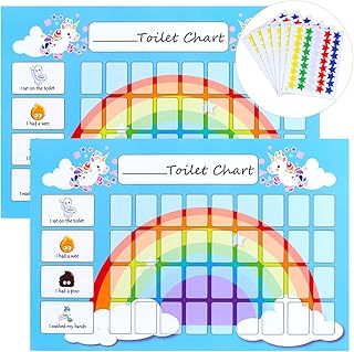 GWHOLE 2 Pack of Unicorn Potty Training & Toilet Training Reward Chart with 270 Star Stickers for Toddlers, Boys, Girls