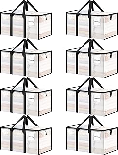 This Solves the Problem: 8 Pack Extra Large Heavy Duty Moving Bags, Clear Storage Bins with Lids, Reinforced Handles & Heavy-Duty Zippers Moving Boxes Storage Bags Totes for Clothes Packing, Dorms, College Supplies, Clear