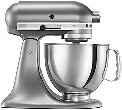 Artisan Series 5 Quart Tilt Head Stand Mixer with Pouring Shield KSM150PS, Contour Silver, Zinc