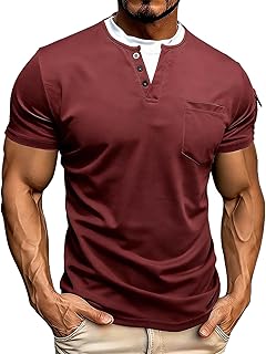 Amazon Deal Alert: Mens Henley Shirt Short Sleeve Casual Loose Pullover Top with Pockets Breathable Blouses for Spring Summer 2026