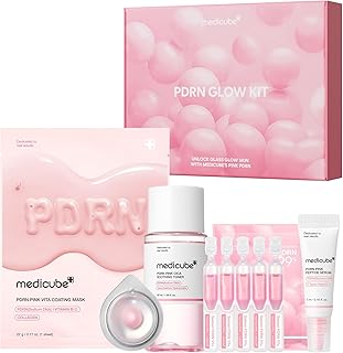 medicube Salmon DNA PDRN Trial Kit | Glass Glow Mini Skincare Set with Toner, Serum & Sheet Mask for Hydrating, Firming, Moisturizing |Gift & Travel Essentials for Women & Girls | Korean Skincare