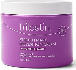 Trilastin Stretch Mark Cream for Pregnancy – Hydrating Belly Cream for Pregnant Women- Shea Butter & Vitamin E, Paraben Free, No Added Fragrances - Maternity Body Lotion for Belly, Hips, Thighs – 4 oz