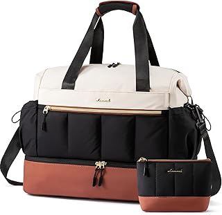 LOVEVOOK Travel Duffel Bag, Weekender Bags for Women, Large Overnight Bags with Shoe Compartment, 38L Carry on Gym Hospital Bag with Wet Pocket, 2 Pcs