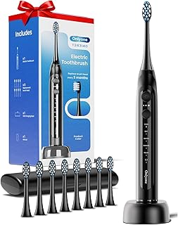 Price Drop: Onlyone Sonic Electric Toothbrush for Adults, Rechargeable Ultrasonic Electric Toothbrush with 8 Brush Heads, Travel Case, Charging Base & Wireless Charging - 5 Modes with Smart Timer