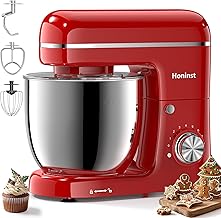 Perfect Gift Idea: Honinst Stand Mixer, 3-In-1 8-Speed 660W 6.5QT Tilt-Head Food Mixer, Electric Mixer with Bowl, Dough Hook, Whisk and Beater, Kitchen Mixer for Baking, Cake and Most Home Cooks, Red