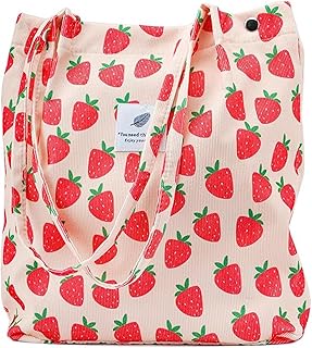 Corduroy Tote Bag for Women, Large Capacity Shoulder Bag with Inner Pocket for Travel Work Shopping Canvas Handbags