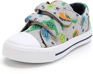 Toddler Boys & Girls Shoes Kids Canvas Sneakers with Cartoon Dual Hook and Loops