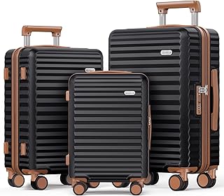 Budget Find You Need: Luggage Sets 3 Piece Hardside Expandable Suitcase with Double Spinner Wheels Tsa Lock Black (20in/24in/28in)