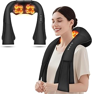 Cordless Shiatsu Neck and Shoulder Massager, Back Massager with Heat ,Massage Deeper Tissue 4D Kneading Massage for Shoulder, Neck and Back, Use at Home, Office, Car - Gifts for Fathers Day Dad Gift