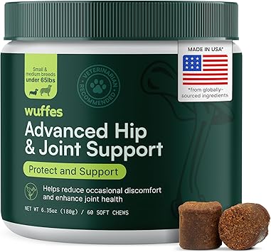 Amazon Deal Alert: Wuffes Advanced Dog Hip and Joint Supplement with Glucosamine, Chondroitin, Omega 3, MSM, and Green Lipped Mussel, 60 Pork Flavored Chews for Small and Medium Dog Breeds
