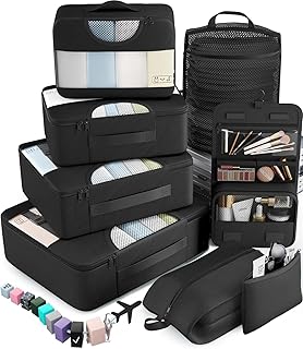 _SKIP_10 Set/8 Set Packing Cubes for Travel Essentials, Suitcase Organizer Bags in 4 Sizes, Carry-On Luggage Accessories with Laundry & Toiletry Bag, Airplane Must-Have, Road Trip & Camp Gifts for Men