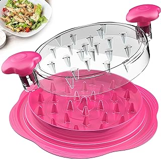 SURETIVIAN Chicken Shredder Large Chicken Breast Shredder Tool Twist with Brush&Fork, Visible Meat Shredder Machine, Anti-Slip Strip, Ergonomic Handle, BPA Free, Pork Beef Chicken(Hot Pink)