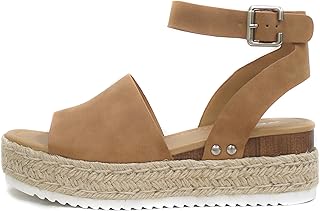 Price Drop: Topic Open Toe Buckle Ankle Strap Espadrilles Flatform Wedge Casual Sandal