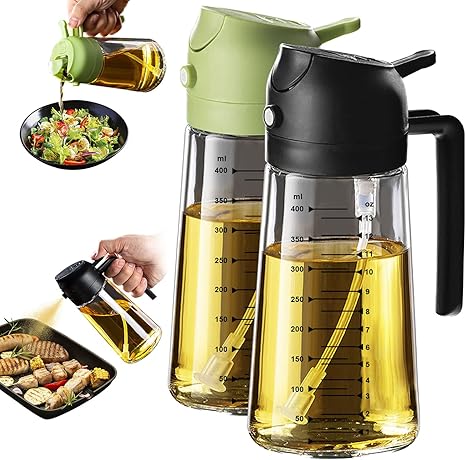 Amazon Deal Alert: TrendPlain 16oz/470ml Glass Olive Oil Sprayer for Cooking – 2 in 1 Olive Oil Dispenser Bottle for Kitchen Gadgets and Air Fryer Accessories, Salad, BBQ - Black & Green