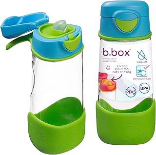 b.box 15oz Sport Spout Kids Water Bottle for School, Sports, Daycare - No-Straw Design for Easy Cleaning - Leakproof - Ergonomic Triangle Grip - Dishwasher Safe, BPA Free, PFAS Free - Ocean Breeze
