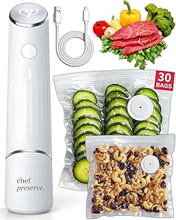 Hidden Gem Find: Chef Preserve Compact Vacuum Sealer for Food (Vacuum Sealer Machine + 30 Reusable Vacuum Bags) Powerful Handheld Vacuum Sealer Machine, Seal Meal Saver, Portable Food Sealer