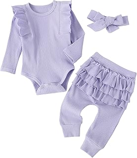 Hidden Gem Find: Baby Girl's 3pc Rib Frill Long Sleeve Romper and Pant Set