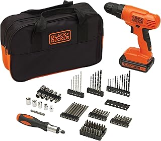_SKIP_BLACK+DECKER 20V MAX* POWERCONNECT Cordless Drill Driver Kit with Drill Bit Set and Sockets, 100 pc. Tool Kit for Home, Battery and Charger Included ,Orange (BDC120VA100)