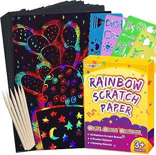 FUNNYB&G Rainbow Scratch Paper Art for Kids - 60 Pcs Magic Rainbow Scratch Paper Off Set Scratch Easter Crafts Arts Supplies Kits Pads Sheets for Party Games Valentine's Day Christmas Birthday Gifts