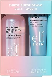 e.l.f. SKIN Thirst Burst Dew-O, Travel-Sized Skincare Set, Exfoliating Facial Toner & Hydrating Serum Drops, Gives Skin A Dewy, Bouncy Glow, Vegan & Cruelty-Free