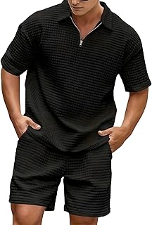 Amazon Deal Alert: Mens 2-piece Summer Set 2026 Quarter Zip Shirt & Shorts Textured Casual Beach Outfit