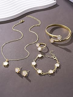 Sparkling Lucky Clover Jewelry Set for Women, Acrylic Bracelet, Earrings and Necklace Set, Four-Leaf Clover Design, Fashionable Elegant Gift for Her, Trendy Women’s Accessories