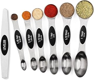 This Solves the Problem: Magnetic Measuring Spoons Set Stainless Steel with Leveler, Stackable Metal Tablespoon Measure Spoon for Baking, Cups and Spoon Set Kitchen Gadgets Apartment Essentials Fits in Spice Jars