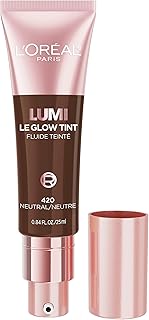 L'Oreal Paris Lumi Le Glow Skin Tint, Lightweight Water-Based Tinted Serum with Foundation-Like Coverage, Glow Illuminator, Neutral 420, 0.85 Fl Oz