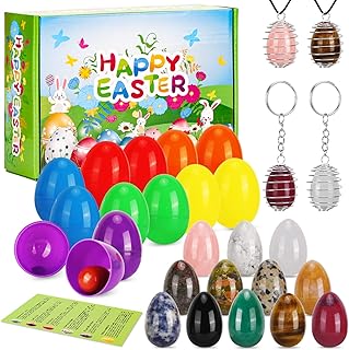 Hidden Gem Find: 12Pcs Prefilled Easter Eggs with Real Crystal & Rock Collection Kit, Easter Basket Stuffers Fillers for Egg Hunt, Party Favors & Classroom Prizes for Kids Boys Girls