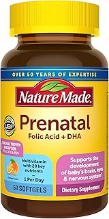 Nature Made Prenatal Vitamins for Women with Folic Acid + DHA, Prenatal Vitamin and Mineral Supplement for Daily Nutritional Support, 60 Softgels, 60 Day Supply