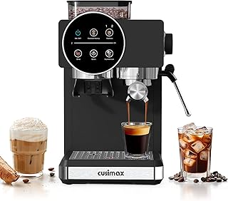 Espresso Machine with Grinder, 20 Bar Professional Expresso Coffee Machines with Milk Frother Steam Wand, Espresso Maker with 60oz Removable Water Tank, Cappuccino & Latte Machine for Home (Black)