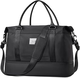 BAGAIL Travel Duffel Bag - Weekender, Overnight Gym Carry On Tote with Wet Pocket, Hospital Mom Bag for Labor and Delivery - Extra Large, Black