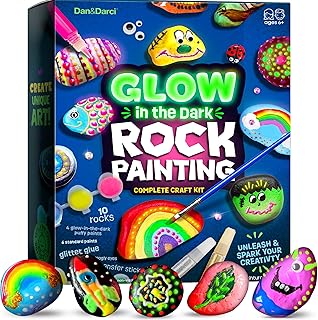 Price Drop: Dan&Darci Kids Rock Painting Kit - Glow in The Dark - Easter Gifts Arts & Crafts for Boys and Girls Ages 6-12 - Craft Activities Kits - Creative Art Toys for 6, 7, 8, 9, 10, 11 & 12 Year Old Kid