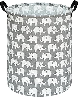 KUNRO Kids Laundry Hamper Clothes Gift Basket Storage Laundry Baskets Organizer Bin with Handles for Nursery Room (Elephant)