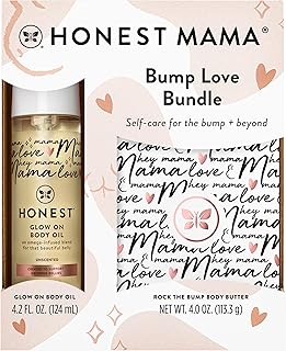The Honest Company Mama Body and Belly Bump Love Bundle, Moisturizing Plant Based Oil and Stretch Mark Butter Cream