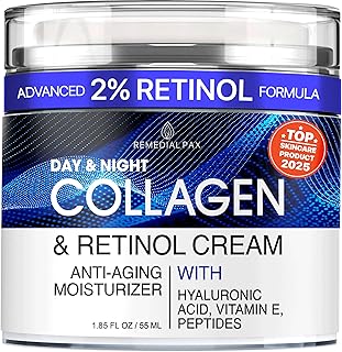 Collagen Face Cream with Retinol & Hyaluronic Acid - Anti Aging Moisturizer for Women & Men, Firming Day & Night Cream for Wrinkles, Hydrating Facial Lotion for All Skin Types