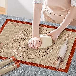 Silicone Baking Mat, 24" x 16" Baking Mat, Pastry Rolling Sourdough Baking Mat Supplies for Making Pizza, Pie, Cookies, Bread