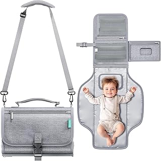 Price Drop: Portable Diaper Changing Pad with Shoulder Strap, Detachable Travel Changing Pad with Baby Wipes Pocket, Gifts for Baby Shower, Newborn Girls and Boys (Austere Grey)