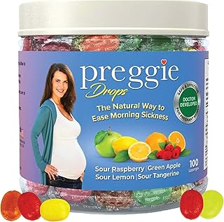 Preggie Pop Drops Pregnancy Nausea Relief Morning Sickness Candy with Essential Oils for Pregnant Women – Flavor Variety Pack, 100 Count