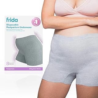 8pc Postpartum Underwear, Disposable Boyshort Panties, Seamless, Stretch Support, New Mom Essentials, Size M/L (28in-42in)