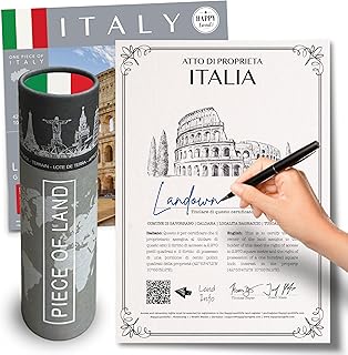 Italian Gifts for Women an Men | Real Piece of Italy | Highly Unique Italian Themed Gifts | Blank Certificate to Write in The Name of Your Choice | Rome Gift Ideas | Italian Christmas Gift
