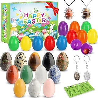 Ludmila 12 Pack Gemstone Easter Eggs for Kids, Prefilled Easter Eggs with Real Crystal & Rock Eggs, Easter Basket Stuffers, Egg Hunt Fillers, Educational Gifts for Boys and Girls