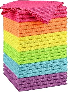 Orighty Microfiber Cleaning Cloth, 24 Pack Highly Absorbent Cleaning Rags, Household Cleaning Supplies, Reusable Lint Free Cloths Microfiber Rag for House, Kitchen, Car Care, 12x11 inch