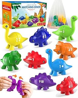 Number Dinosaur Toys for Kids 3-5, Montessori Educational Toys for 3 4 5 Year Old Boy Girl Gifts, Toddler Dino Travel Toy Preschool Learning Activities, Double Sided Dinosaurs Numbers Matching Game