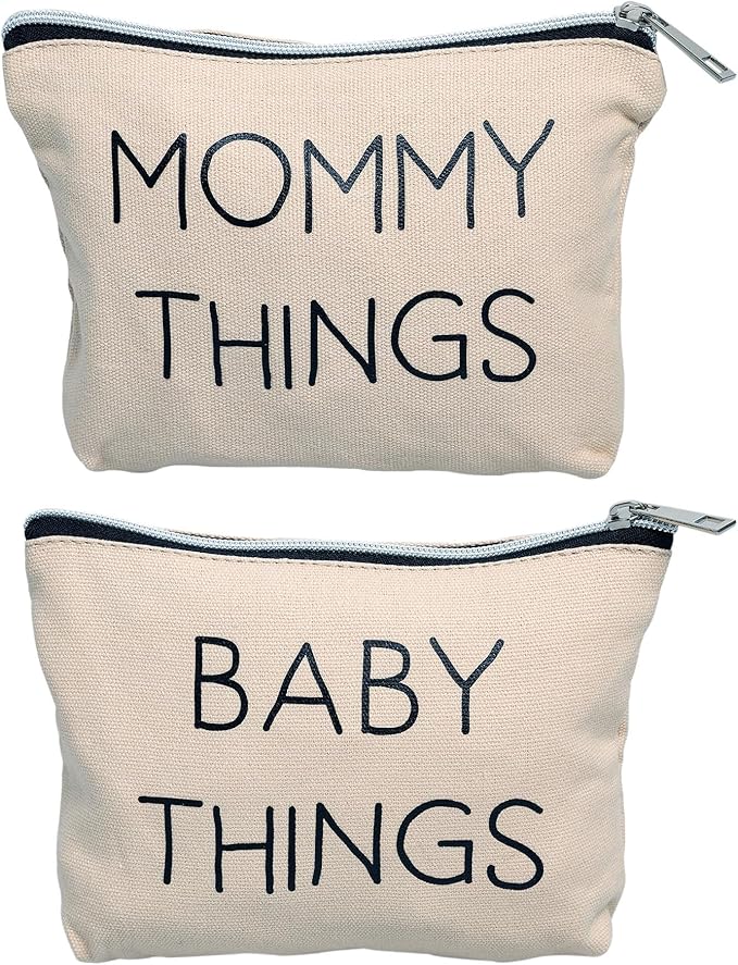 Amazon Deal Alert: Pearhead Mommy and Baby Things Pouch Set, Canvas Zipper Organizer Bags for Diaper Bag and Travel, Cosmetic and Makeup Bag for Mom