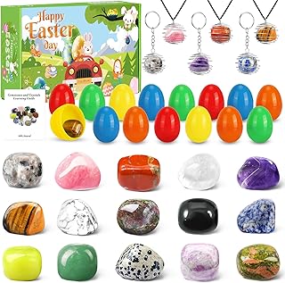 Ludmila 15Pcs Prefilled Easter Eggs with Gemstone Crystals, Filled Easter Eggs ,Gems Stone Eggs for Easter Basket Stuffers Fillers, Easter Party Favors,Egg Hunt, Classroom Prizes